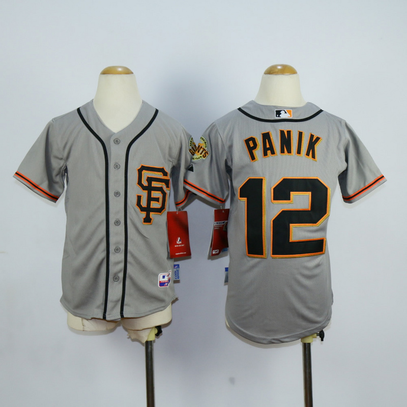 Youth San Francisco Giants #12 Panik Grey MLB Jerseys->women mlb jersey->Women Jersey